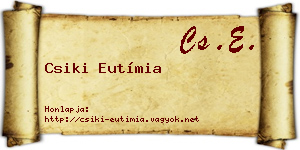 Csiki Eutímia névjegykártya